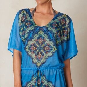 Prana Blue & Navy Printed Swim Coverup